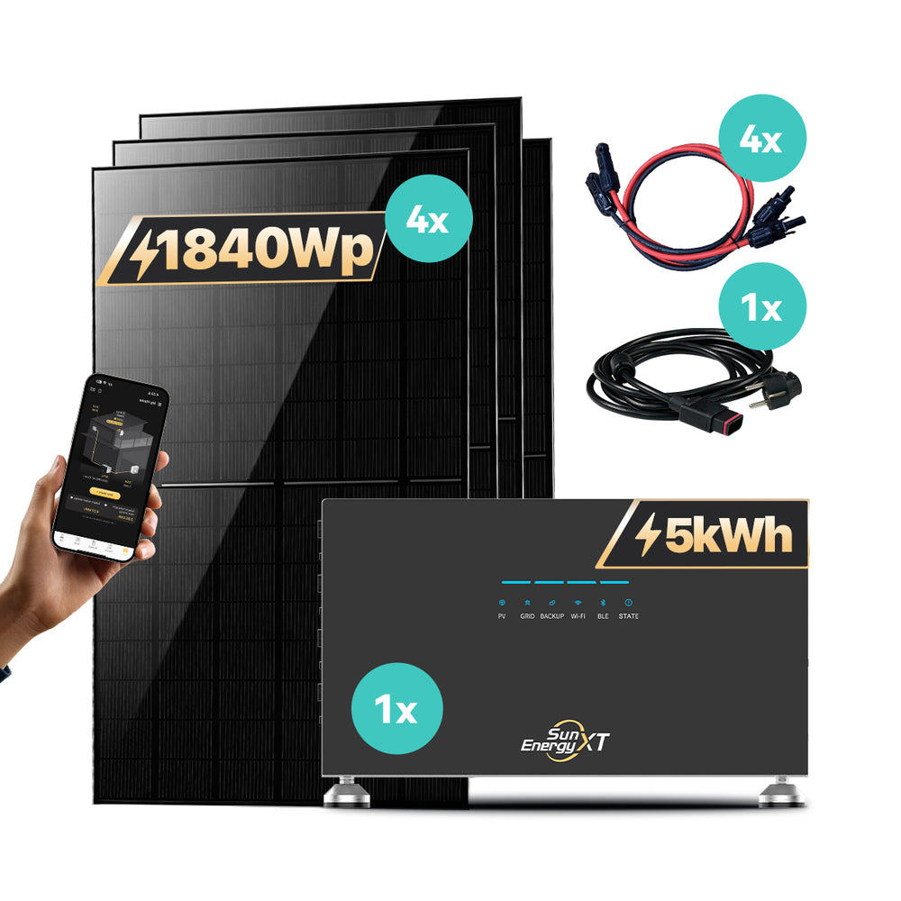 SunEnergyXT 500 Balkonkraftwerk-Speicher-Set 5 kWh | 800 W | 4 × 460 Wp | F01