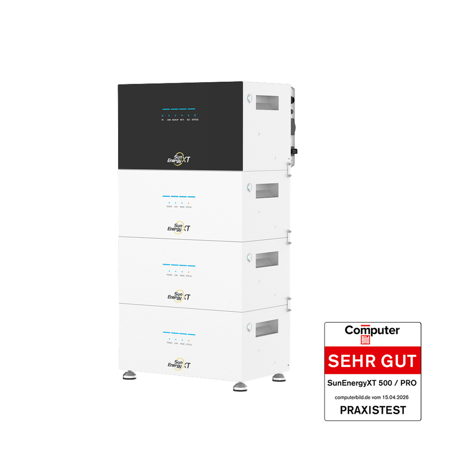 SunEnergyXT 500 PRO 2.400 W mit 3× B500 Erweiterungsbatterien – All-in-One-Hybridspeichersystem (20 kWh / 2.400 W) | Sofort lieferbar
